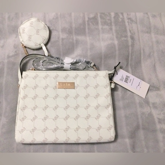Nicole Miller Handbags - Nicole Miller Cream/Bone NM Logo Crossbody with Matching Coin Pouch